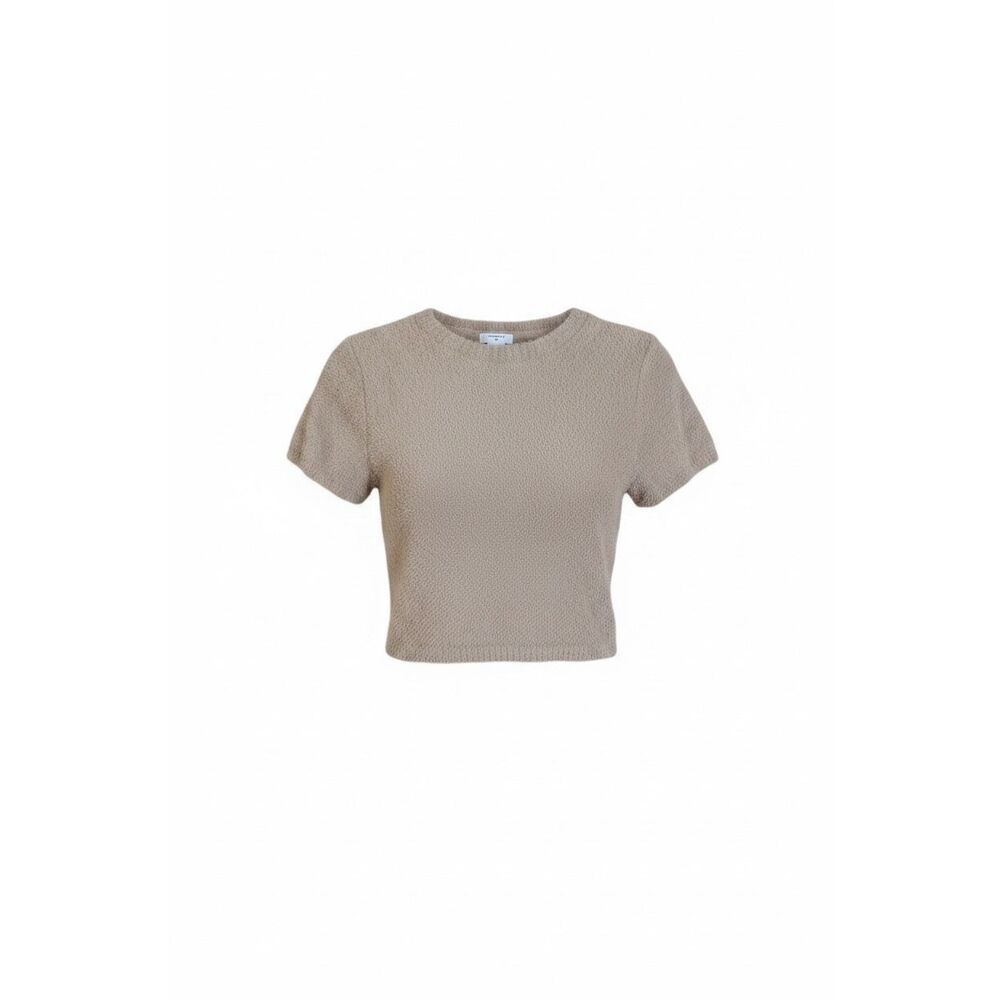 Forever 21 Fuzzy Knit Short Sleeve Crew Neck Crop Sweater Top Cream Size Large